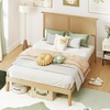 image:imageGiantex Rattan Twin Bed Frames for Kids Boho Platform Bed with Natural Wicker Headboard Solid Wood Foundation amp Support Slats UnderBed Storage Twin Size Bedframe for Adults No Box Spring NeededFull