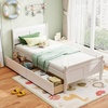 image:imageGiantex Twin Bed with 2 Storage Drawers Wood Platform Bed with Headboard amp Footboard Wooden Slats Support Mattress Foundation Twin Bed Frames for Kids Teens Adults No Box Spring Needed GreyWhite