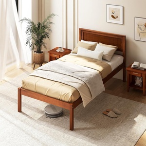 image:imageGiantex Full Size Wood Platform Bed Frame with Headboard Mid Century Solid Wood Mattress Foundation with Slat Support Double Bed Frame w16 UnderBed Storage No Box Spring Needed WhiteTwin