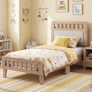 image:imageGiantex Wood Full Size Bed Frame with Upholstered Headboard MidCentury Platform Bed wWooden Slat Support Mattress Foundation Slatted Footboard UnderBed Storage Space No Box Spring Needed OakRustic Oak