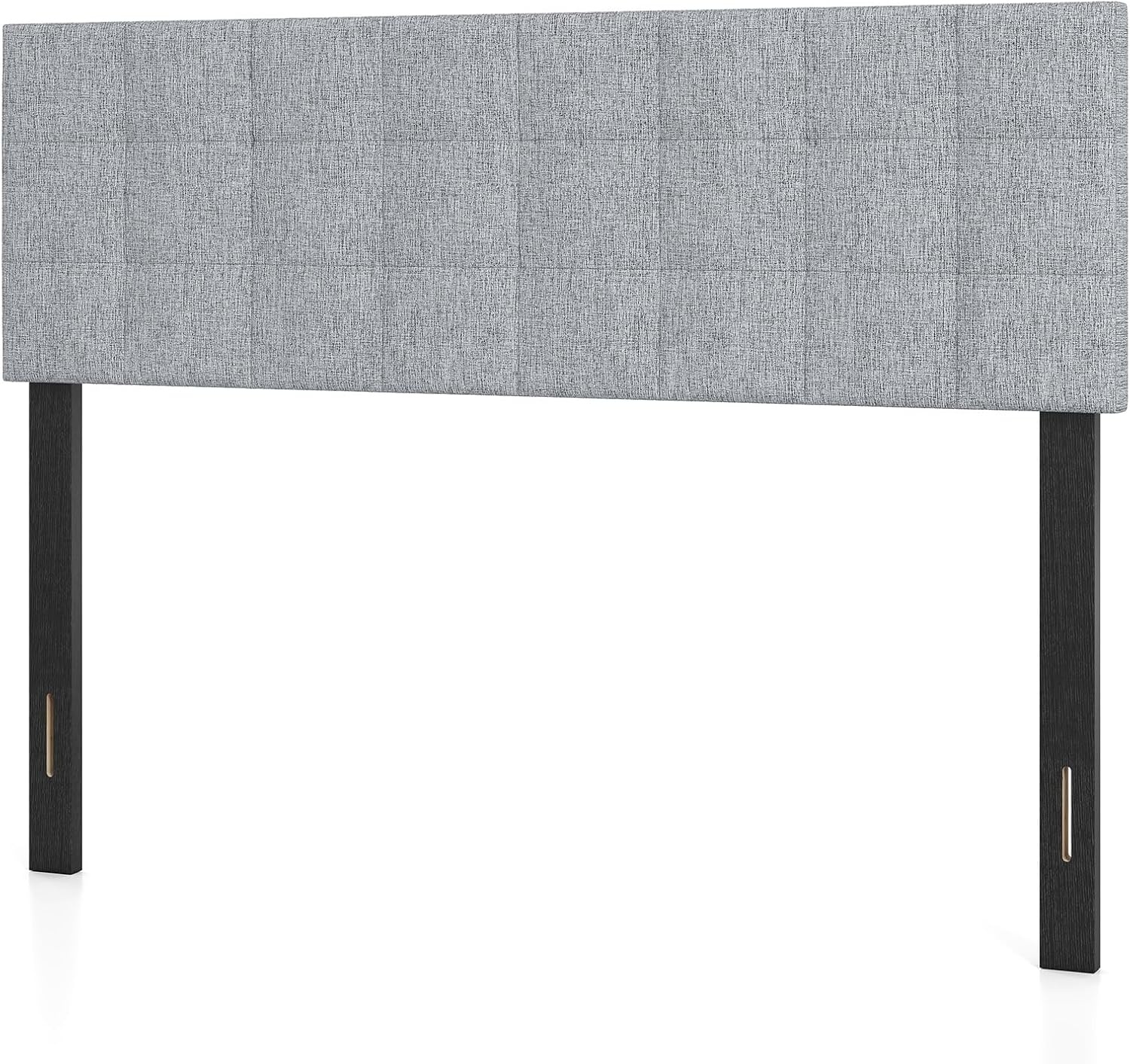 image:imageGiantex Headboard with Charging Station QueenFull Size Tufted Upholstered Head Board w2 AC Outlets USB amp TypeC Ports Rubber Wood Legs Width Adjustable Modern Bed Headboard Only GreyGray