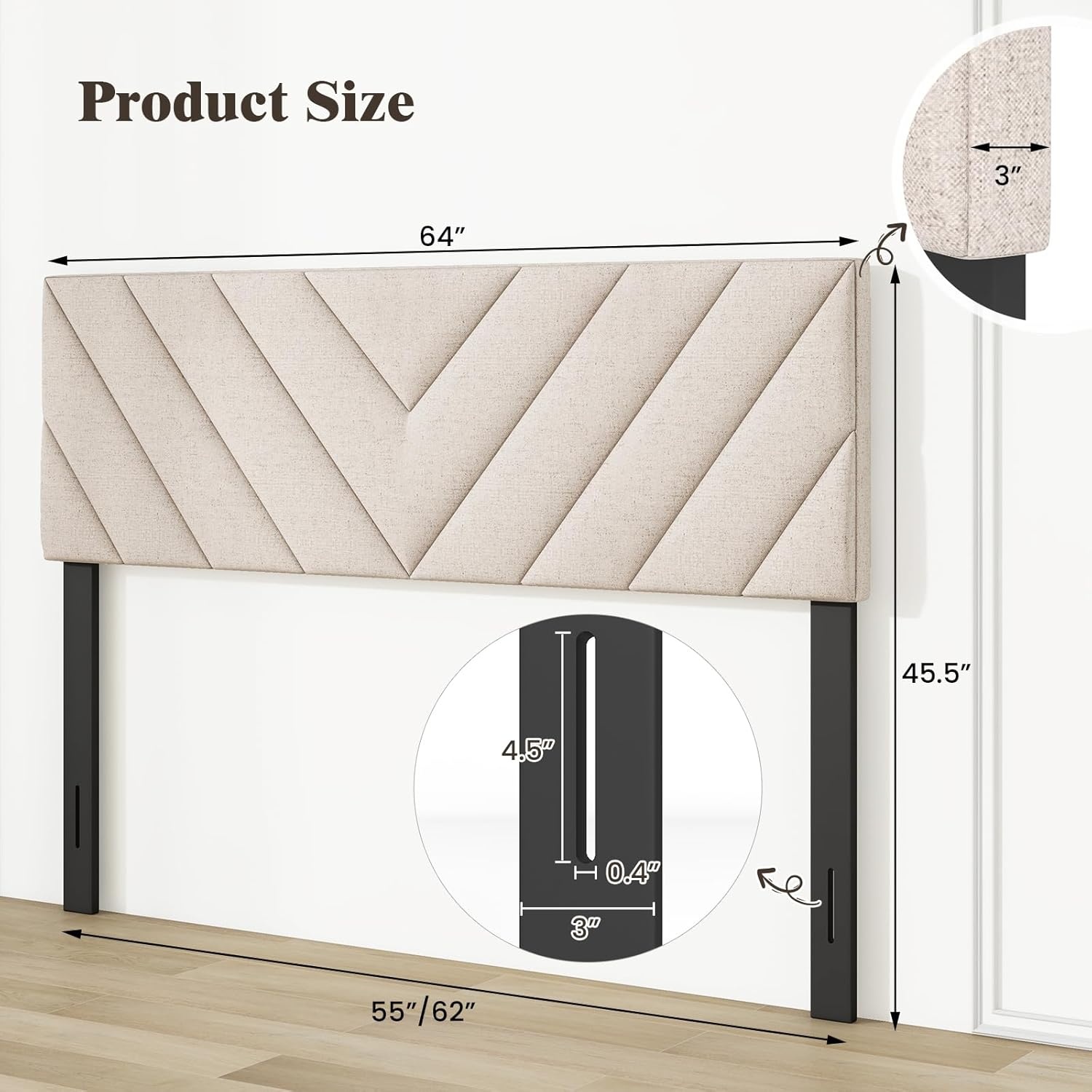 image:imageGiantex Headboard with Charging Station QueenFull Size Tufted Upholstered Head Board w2 AC Outlets USB amp TypeC Ports Rubber Wood Legs Width Adjustable Modern Bed Headboard Only GreyBeige