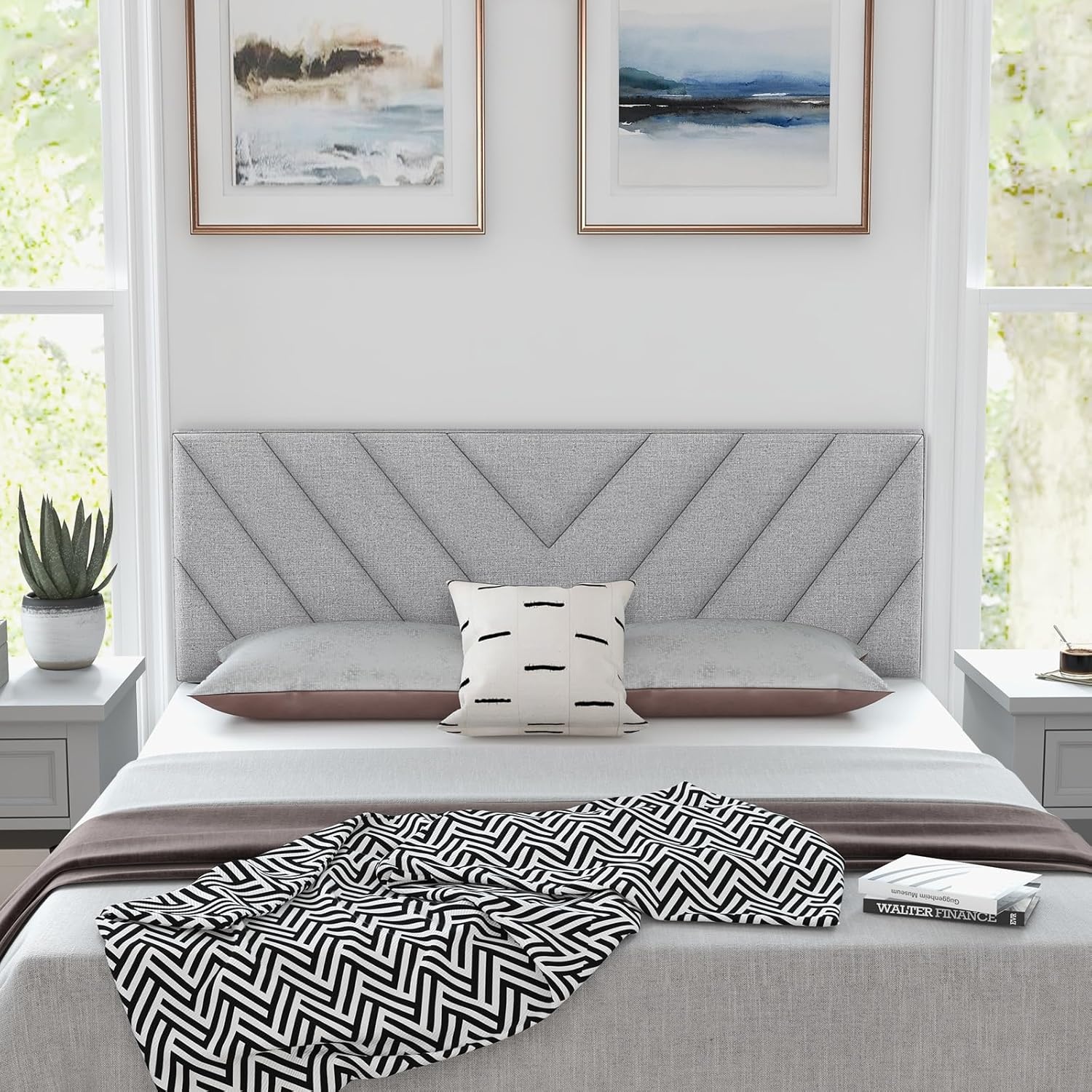 image:imageGiantex Headboard with Charging Station QueenFull Size Tufted Upholstered Head Board w2 AC Outlets USB amp TypeC Ports Rubber Wood Legs Width Adjustable Modern Bed Headboard Only GreyGray