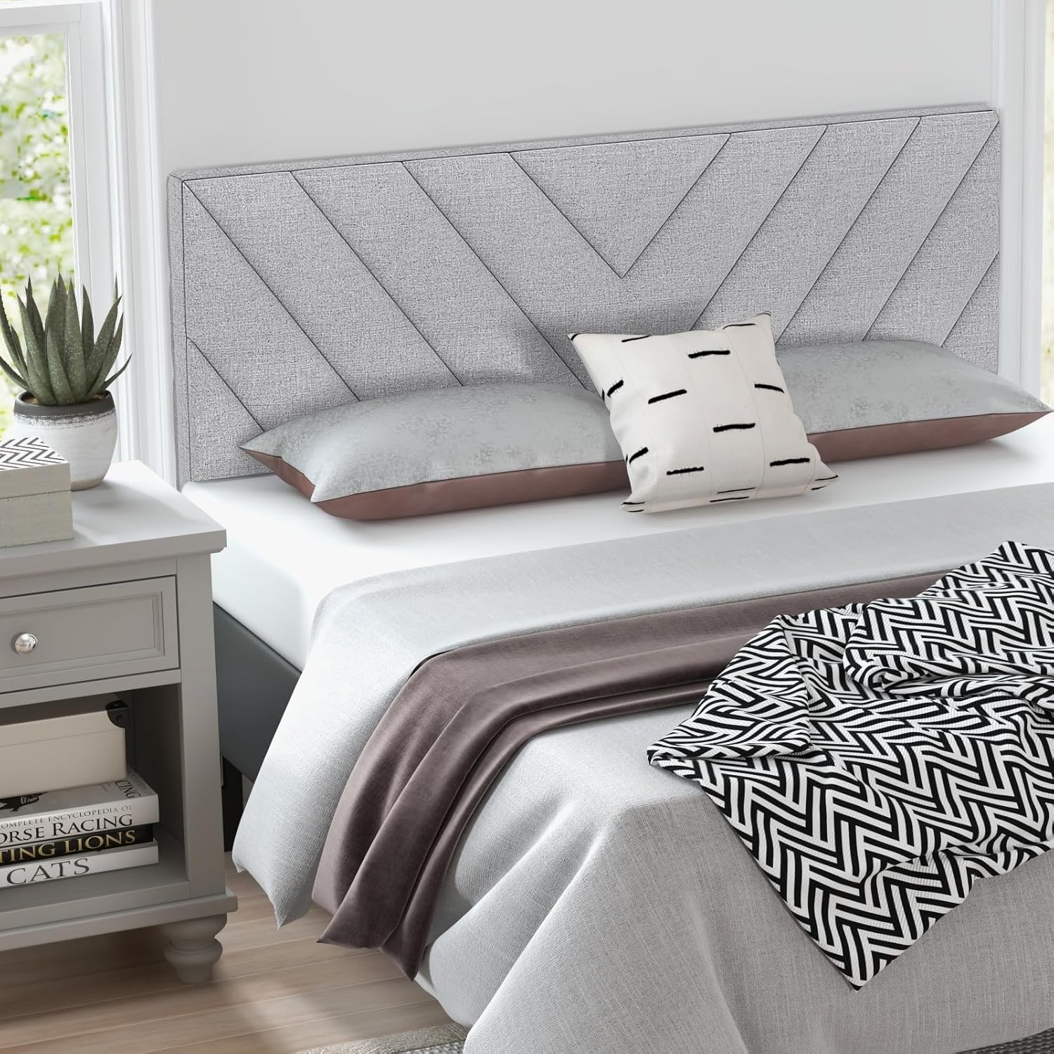 image:imageGiantex Headboard with Charging Station QueenFull Size Tufted Upholstered Head Board w2 AC Outlets USB amp TypeC Ports Rubber Wood Legs Width Adjustable Modern Bed Headboard Only GreyGray