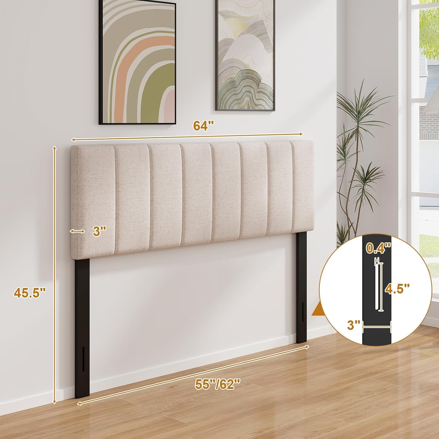 image:imageGiantex Headboard with Charging Station QueenFull Size Tufted Upholstered Head Board w2 AC Outlets USB amp TypeC Ports Rubber Wood Legs Width Adjustable Modern Bed Headboard Only GreyBeige