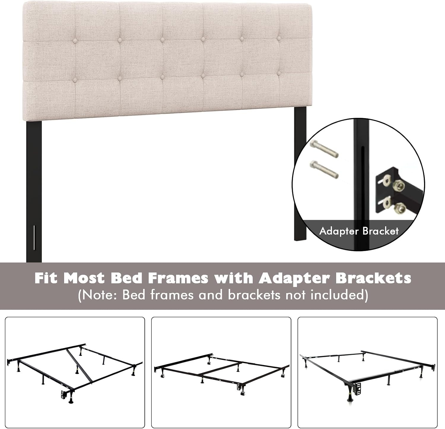 image:imageGiantex Headboard with Charging Station QueenFull Size Tufted Upholstered Head Board w2 AC Outlets USB amp TypeC Ports Rubber Wood Legs Width Adjustable Modern Bed Headboard Only GreyBeige