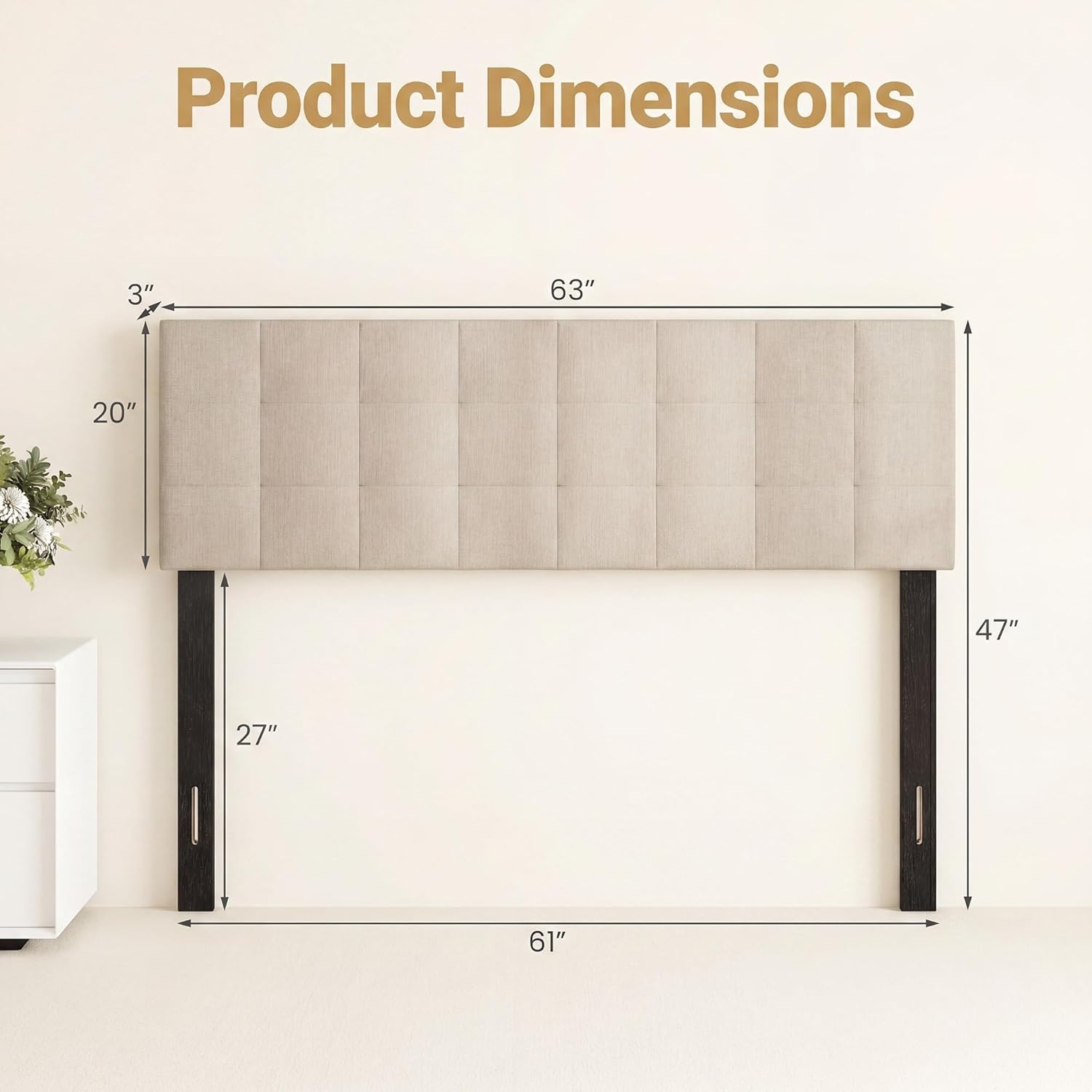 image:imageGiantex Headboard with Charging Station QueenFull Size Tufted Upholstered Head Board w2 AC Outlets USB amp TypeC Ports Rubber Wood Legs Width Adjustable Modern Bed Headboard Only GreyBeige