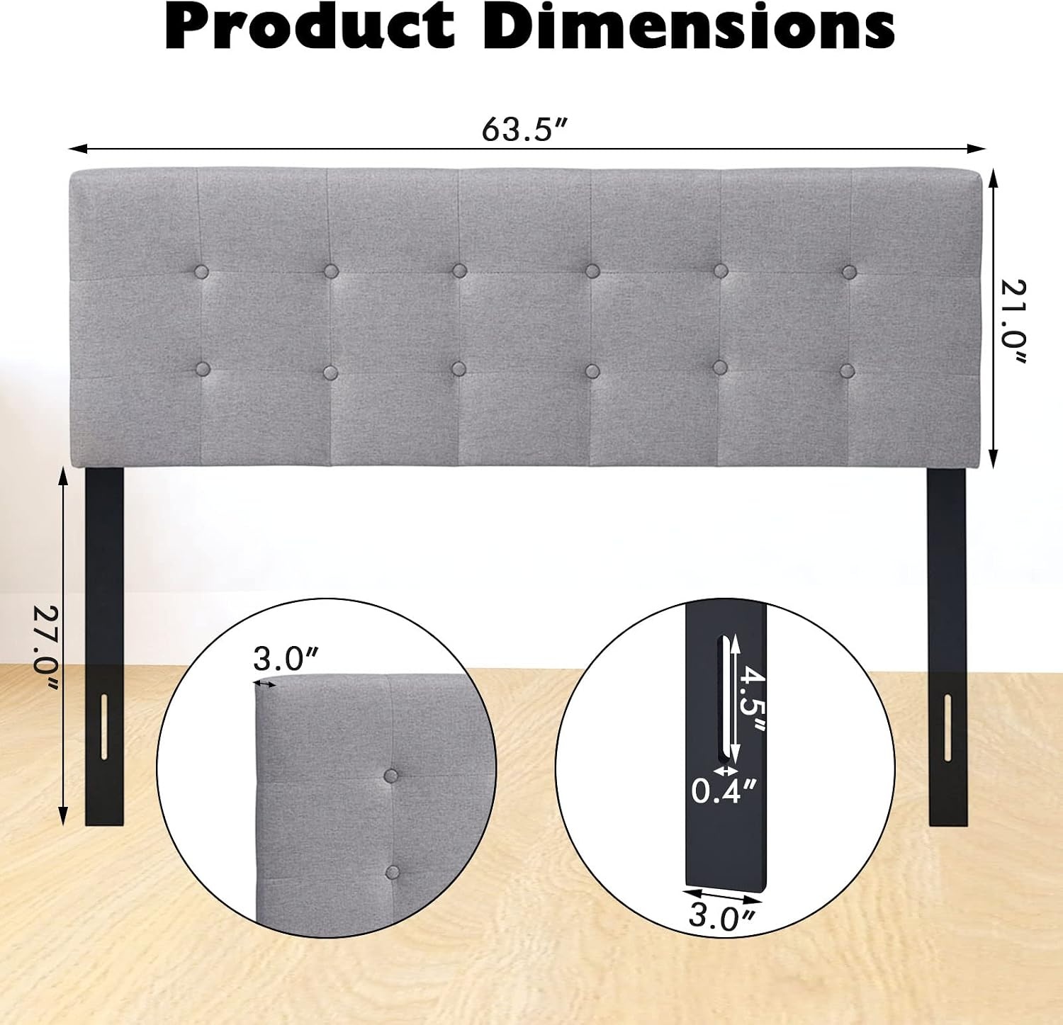 image:imageGiantex Headboard with Charging Station QueenFull Size Tufted Upholstered Head Board w2 AC Outlets USB amp TypeC Ports Rubber Wood Legs Width Adjustable Modern Bed Headboard Only GreyGray
