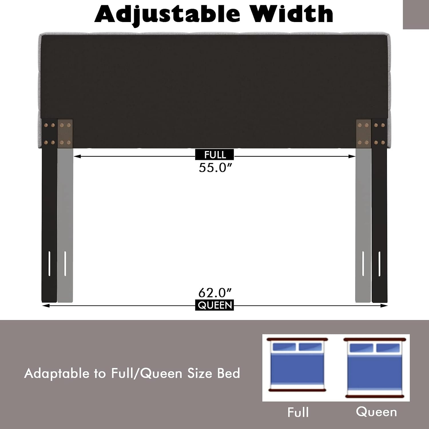 image:imageGiantex Headboard with Charging Station QueenFull Size Tufted Upholstered Head Board w2 AC Outlets USB amp TypeC Ports Rubber Wood Legs Width Adjustable Modern Bed Headboard Only GreyGray