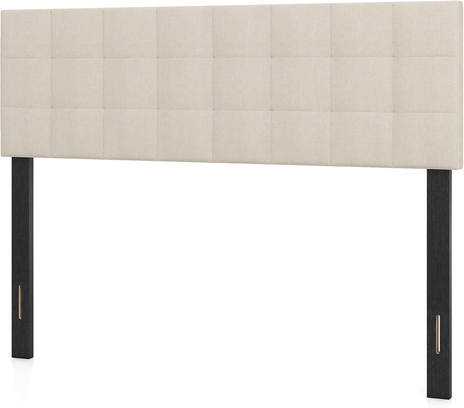 image:imageGiantex Headboard with Charging Station QueenFull Size Tufted Upholstered Head Board w2 AC Outlets USB amp TypeC Ports Rubber Wood Legs Width Adjustable Modern Bed Headboard Only GreyBeige