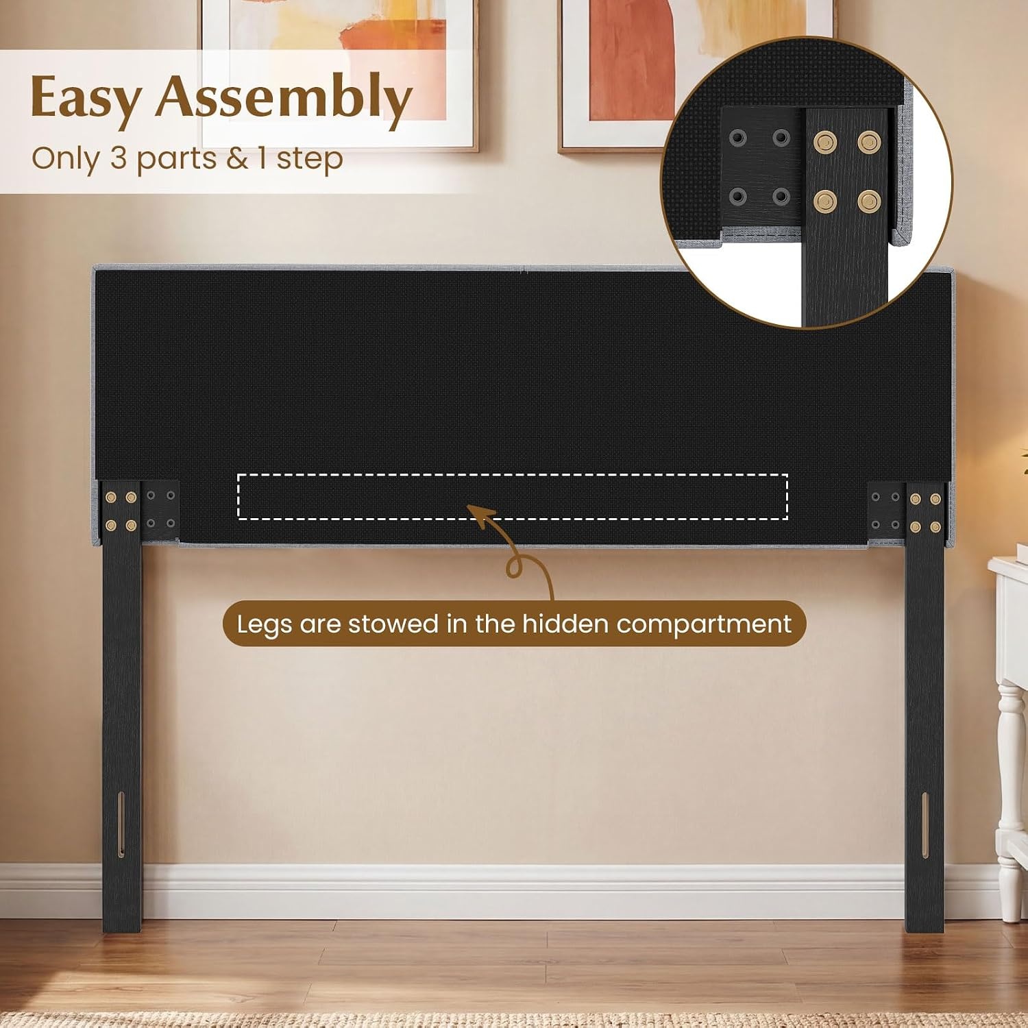 image:imageGiantex Headboard with Charging Station QueenFull Size Tufted Upholstered Head Board w2 AC Outlets USB amp TypeC Ports Rubber Wood Legs Width Adjustable Modern Bed Headboard Only GreyGray