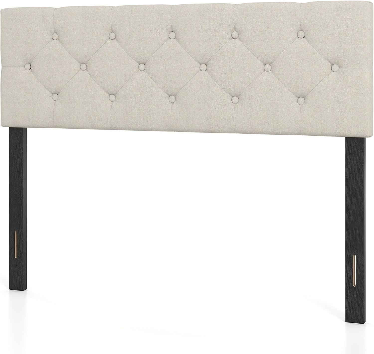 image:imageGiantex Headboard with Charging Station QueenFull Size Tufted Upholstered Head Board w2 AC Outlets USB amp TypeC Ports Rubber Wood Legs Width Adjustable Modern Bed Headboard Only GreyBeige