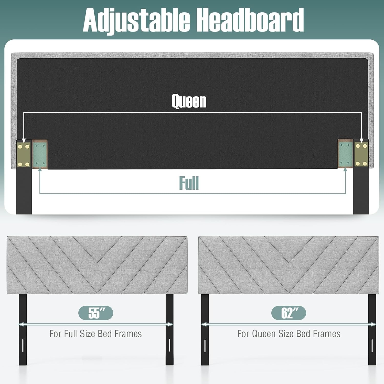 image:imageGiantex Headboard with Charging Station QueenFull Size Tufted Upholstered Head Board w2 AC Outlets USB amp TypeC Ports Rubber Wood Legs Width Adjustable Modern Bed Headboard Only GreyGray