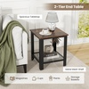 image:imageGiantex 2Tier End Table 16 Inch Small Side Table wMesh Storage Shelf Industrial Telephone Table with HeavyDuty Metal Frame Square Sofa Table for Small Space Living Room Rustic BrownRustic Brown
