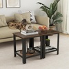 image:imageGiantex 2Tier End Table 16 Inch Small Side Table wMesh Storage Shelf Industrial Telephone Table with HeavyDuty Metal Frame Square Sofa Table for Small Space Living Room Rustic BrownRustic Brown