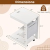 image:imageGiantex CShaped End Table with Wheels Wooden Rolling Side Table wAdjustable Desktop Edge Stopper Side Pocket amp 3 Storage Shelves Sofa Couch Bedside TV Tray for Living Room Bedroom Brown1White