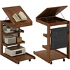 image:imageGiantex CShaped End Table with Wheels Wooden Rolling Side Table wAdjustable Desktop Edge Stopper Side Pocket amp 3 Storage Shelves Sofa Couch Bedside TV Tray for Living Room Bedroom Brown1Brown
