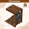 image:imageGiantex CShaped End Table with Wheels Wooden Rolling Side Table wAdjustable Desktop Edge Stopper Side Pocket amp 3 Storage Shelves Sofa Couch Bedside TV Tray for Living Room Bedroom Brown1Brown
