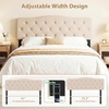 image:imageGiantex Headboard with Charging Station QueenFull Size Tufted Upholstered Head Board w2 AC Outlets USB amp TypeC Ports Rubber Wood Legs Width Adjustable Modern Bed Headboard Only GreyBeige