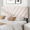 image:imageGiantex Headboard with Charging Station QueenFull Size Tufted Upholstered Head Board w2 AC Outlets USB amp TypeC Ports Rubber Wood Legs Width Adjustable Modern Bed Headboard Only GreyBeige