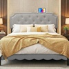 image:imageGiantex Headboard with Charging Station QueenFull Size Tufted Upholstered Head Board w2 AC Outlets USB amp TypeC Ports Rubber Wood Legs Width Adjustable Modern Bed Headboard Only GreyGray