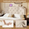image:imageGiantex Headboard with Charging Station QueenFull Size Tufted Upholstered Head Board w2 AC Outlets USB amp TypeC Ports Rubber Wood Legs Width Adjustable Modern Bed Headboard Only GreyBeige