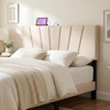 image:imageGiantex Headboard with Charging Station QueenFull Size Tufted Upholstered Head Board w2 AC Outlets USB amp TypeC Ports Rubber Wood Legs Width Adjustable Modern Bed Headboard Only GreyBeige