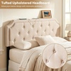 image:imageGiantex Headboard with Charging Station QueenFull Size Tufted Upholstered Head Board w2 AC Outlets USB amp TypeC Ports Rubber Wood Legs Width Adjustable Modern Bed Headboard Only GreyBeige