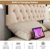 image:imageGiantex Headboard with Charging Station QueenFull Size Tufted Upholstered Head Board w2 AC Outlets USB amp TypeC Ports Rubber Wood Legs Width Adjustable Modern Bed Headboard Only GreyBeige