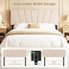image:imageGiantex Headboard with Charging Station QueenFull Size Tufted Upholstered Head Board w2 AC Outlets USB amp TypeC Ports Rubber Wood Legs Width Adjustable Modern Bed Headboard Only GreyBeige