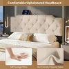 image:imageGiantex Headboard with Charging Station QueenFull Size Tufted Upholstered Head Board w2 AC Outlets USB amp TypeC Ports Rubber Wood Legs Width Adjustable Modern Bed Headboard Only GreyBeige