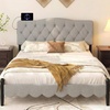 image:imageGiantex Headboard with Charging Station QueenFull Size Tufted Upholstered Head Board w2 AC Outlets USB amp TypeC Ports Rubber Wood Legs Width Adjustable Modern Bed Headboard Only GreyGray