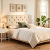 image:imageGiantex Headboard with Charging Station QueenFull Size Tufted Upholstered Head Board w2 AC Outlets USB amp TypeC Ports Rubber Wood Legs Width Adjustable Modern Bed Headboard Only GreyBeige