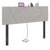 image:imageGiantex Headboard with Charging Station QueenFull Size Tufted Upholstered Head Board w2 AC Outlets USB amp TypeC Ports Rubber Wood Legs Width Adjustable Modern Bed Headboard Only GreyGray