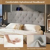image:imageGiantex Headboard with Charging Station QueenFull Size Tufted Upholstered Head Board w2 AC Outlets USB amp TypeC Ports Rubber Wood Legs Width Adjustable Modern Bed Headboard Only GreyGray