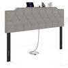image:imageGiantex Headboard with Charging Station QueenFull Size Tufted Upholstered Head Board w2 AC Outlets USB amp TypeC Ports Rubber Wood Legs Width Adjustable Modern Bed Headboard Only GreyGray