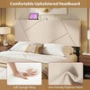 image:imageGiantex Headboard with Charging Station QueenFull Size Tufted Upholstered Head Board w2 AC Outlets USB amp TypeC Ports Rubber Wood Legs Width Adjustable Modern Bed Headboard Only GreyBeige