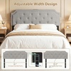 image:imageGiantex Headboard with Charging Station QueenFull Size Tufted Upholstered Head Board w2 AC Outlets USB amp TypeC Ports Rubber Wood Legs Width Adjustable Modern Bed Headboard Only GreyGray