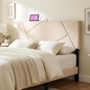 image:imageGiantex Headboard with Charging Station QueenFull Size Tufted Upholstered Head Board w2 AC Outlets USB amp TypeC Ports Rubber Wood Legs Width Adjustable Modern Bed Headboard Only GreyBeige