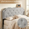 image:imageGiantex Headboard with Charging Station QueenFull Size Tufted Upholstered Head Board w2 AC Outlets USB amp TypeC Ports Rubber Wood Legs Width Adjustable Modern Bed Headboard Only GreyGray