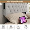 image:imageGiantex Headboard with Charging Station QueenFull Size Tufted Upholstered Head Board w2 AC Outlets USB amp TypeC Ports Rubber Wood Legs Width Adjustable Modern Bed Headboard Only GreyGray
