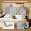 image:imageGiantex Headboard with Charging Station QueenFull Size Tufted Upholstered Head Board w2 AC Outlets USB amp TypeC Ports Rubber Wood Legs Width Adjustable Modern Bed Headboard Only GreyGray
