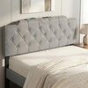 image:imageGiantex Headboard with Charging Station QueenFull Size Tufted Upholstered Head Board w2 AC Outlets USB amp TypeC Ports Rubber Wood Legs Width Adjustable Modern Bed Headboard Only GreyGray