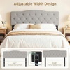 image:imageGiantex Headboard with Charging Station QueenFull Size Tufted Upholstered Head Board w2 AC Outlets USB amp TypeC Ports Rubber Wood Legs Width Adjustable Modern Bed Headboard Only GreyGray