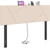image:imageGiantex Headboard with Charging Station QueenFull Size Tufted Upholstered Head Board w2 AC Outlets USB amp TypeC Ports Rubber Wood Legs Width Adjustable Modern Bed Headboard Only GreyBeige