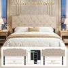 image:imageGiantex Headboard with Charging Station QueenFull Size Tufted Upholstered Head Board w2 AC Outlets USB amp TypeC Ports Rubber Wood Legs Width Adjustable Modern Bed Headboard Only GreyBeige