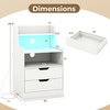 image:imageGiantex LED Night Stand with Charging Station End Side Table wOpen Shelves 2 Storage Drawers Cable Holes Nightstand wAdjustable Light Color amp Mode Modern Bedside Table for Bedroom 1 WhiteWhite