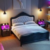 image:imageGiantex LED Night Stand with Charging Station End Side Table wOpen Shelves 2 Storage Drawers Cable Holes Nightstand wAdjustable Light Color amp Mode Modern Bedside Table for Bedroom 1 WhiteBlack