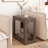 image:imageGiantex Narrow End Table 2Tier Farmhouse Side Table with Open Storage Shelf Arched Wood Night Stand for Bedroom Small Accent Furniture for Living Room Small Spaces OakBrown