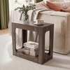 image:imageGiantex Narrow End Table 2Tier Farmhouse Side Table with Open Storage Shelf Arched Wood Night Stand for Bedroom Small Accent Furniture for Living Room Small Spaces OakBrown
